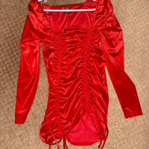 Elegant Red Ruched Dress Target - Picture 2 of 2